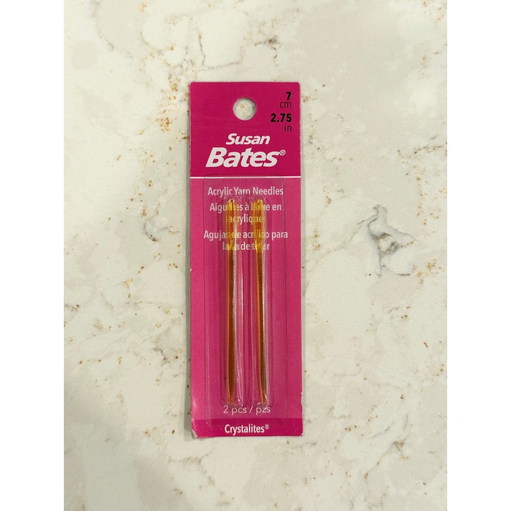 Susan Bates Crystalites Acrylic Yarn Needles 2 Pcs 7cm 2.75in 14109 Orange‎ NEW